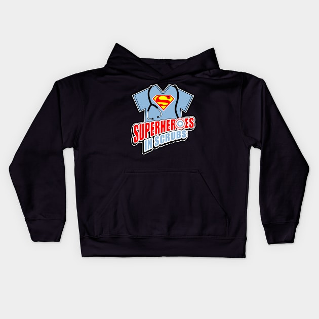 Superheroes in Scrubs Nurse Gift Kids Hoodie by BadDesignCo